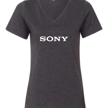 Sony Women’s V-Neck T-Shirt Retro Tech Logo Tee